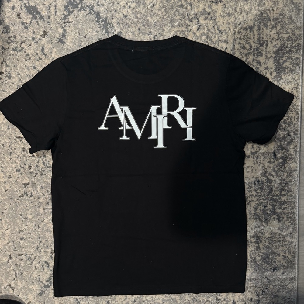 AMIRI Black Short Sleeve Tee with White Logo